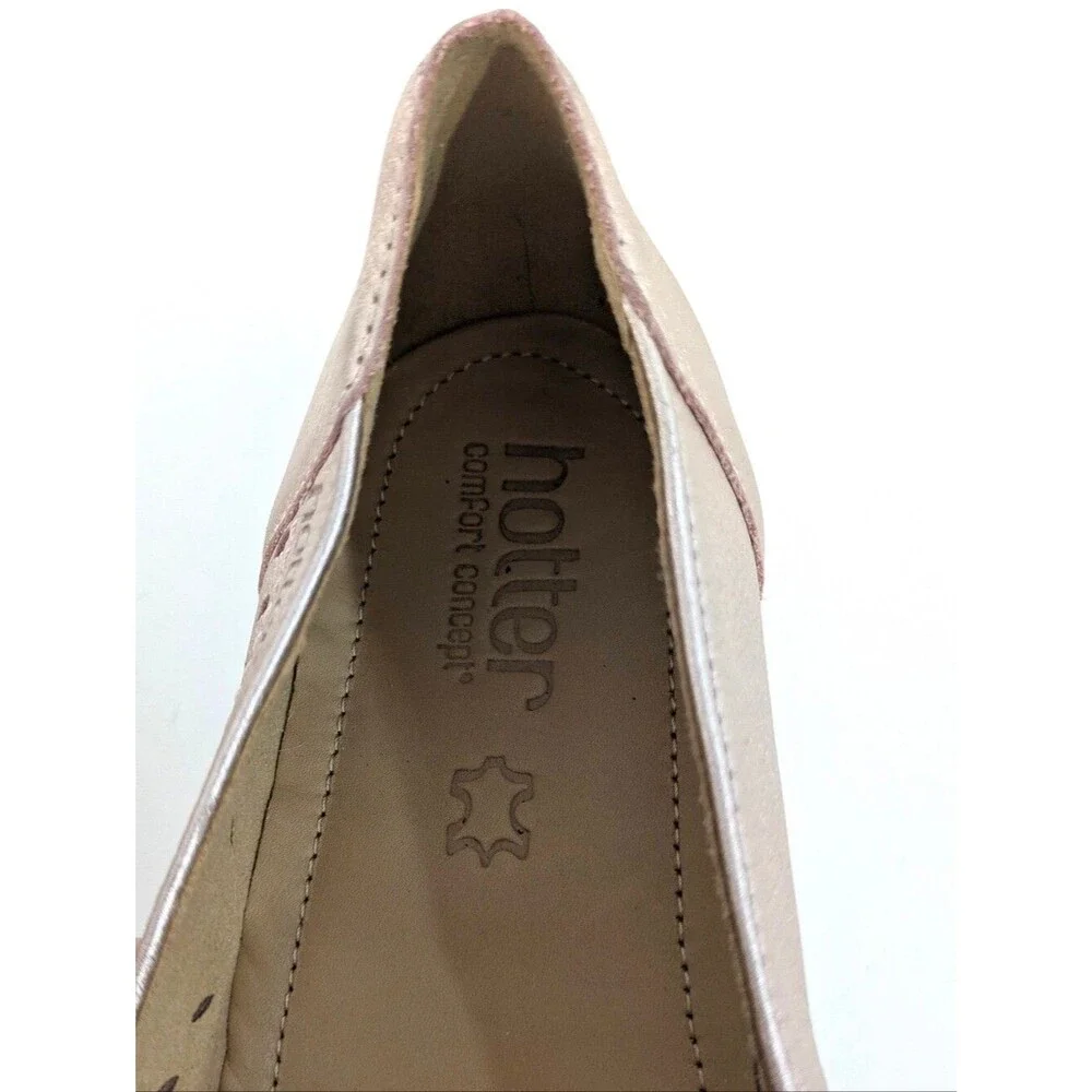 NEW Hotter Rose Gold 'Mexico' Low Heeled Slip Ons / Loafers - Size 8 Womens